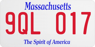 MA license plate 9QL017