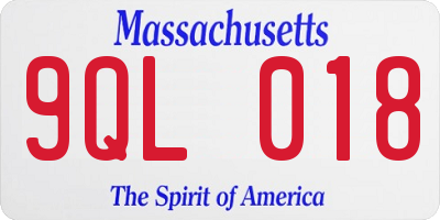 MA license plate 9QL018