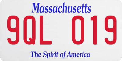 MA license plate 9QL019