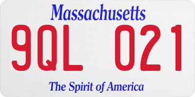 MA license plate 9QL021
