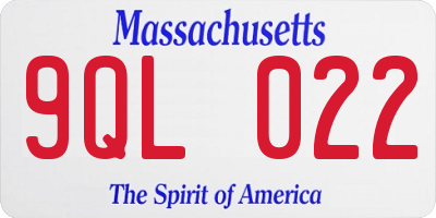 MA license plate 9QL022