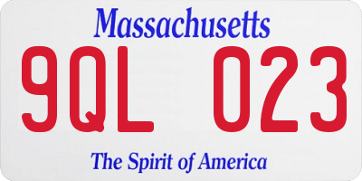 MA license plate 9QL023