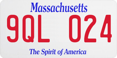 MA license plate 9QL024