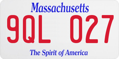 MA license plate 9QL027