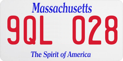MA license plate 9QL028