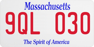 MA license plate 9QL030