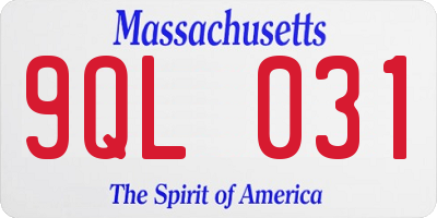 MA license plate 9QL031