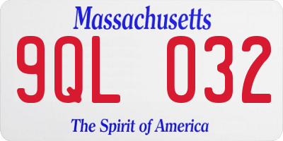 MA license plate 9QL032