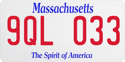 MA license plate 9QL033