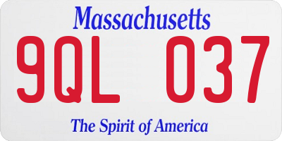 MA license plate 9QL037