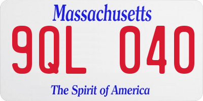 MA license plate 9QL040