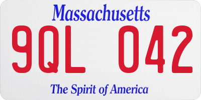 MA license plate 9QL042