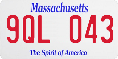 MA license plate 9QL043