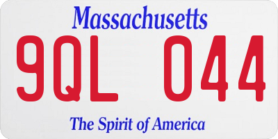 MA license plate 9QL044