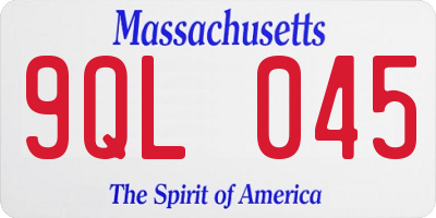 MA license plate 9QL045