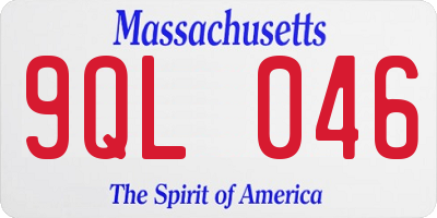 MA license plate 9QL046