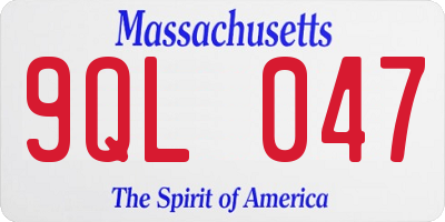 MA license plate 9QL047