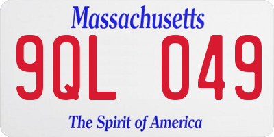 MA license plate 9QL049