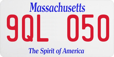 MA license plate 9QL050