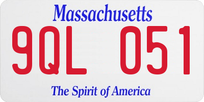 MA license plate 9QL051
