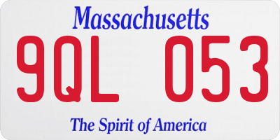 MA license plate 9QL053
