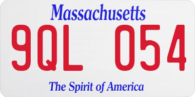 MA license plate 9QL054