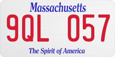 MA license plate 9QL057