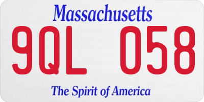 MA license plate 9QL058