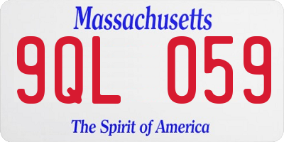 MA license plate 9QL059