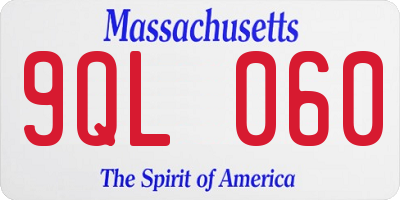 MA license plate 9QL060
