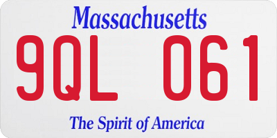 MA license plate 9QL061