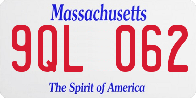 MA license plate 9QL062