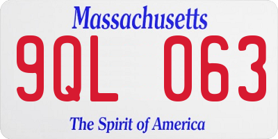 MA license plate 9QL063