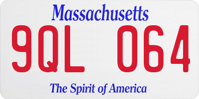MA license plate 9QL064