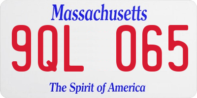MA license plate 9QL065
