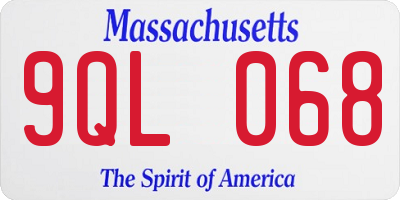 MA license plate 9QL068