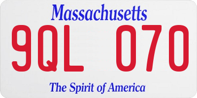 MA license plate 9QL070