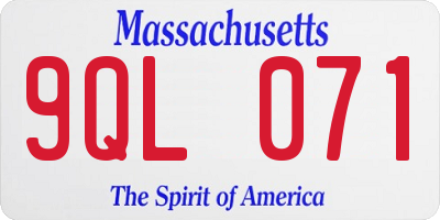 MA license plate 9QL071