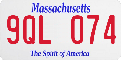 MA license plate 9QL074