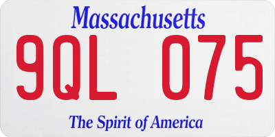 MA license plate 9QL075