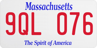 MA license plate 9QL076