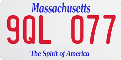 MA license plate 9QL077
