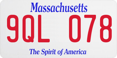 MA license plate 9QL078