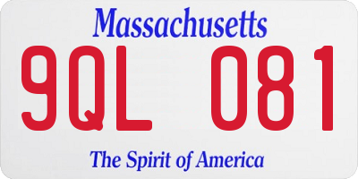 MA license plate 9QL081