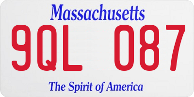 MA license plate 9QL087