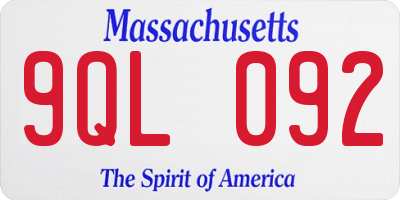 MA license plate 9QL092