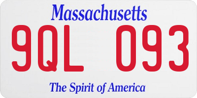 MA license plate 9QL093