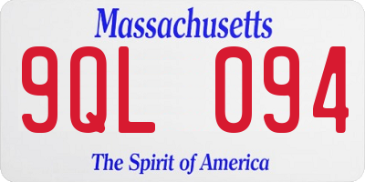 MA license plate 9QL094
