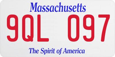 MA license plate 9QL097