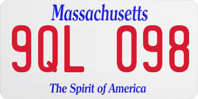 MA license plate 9QL098